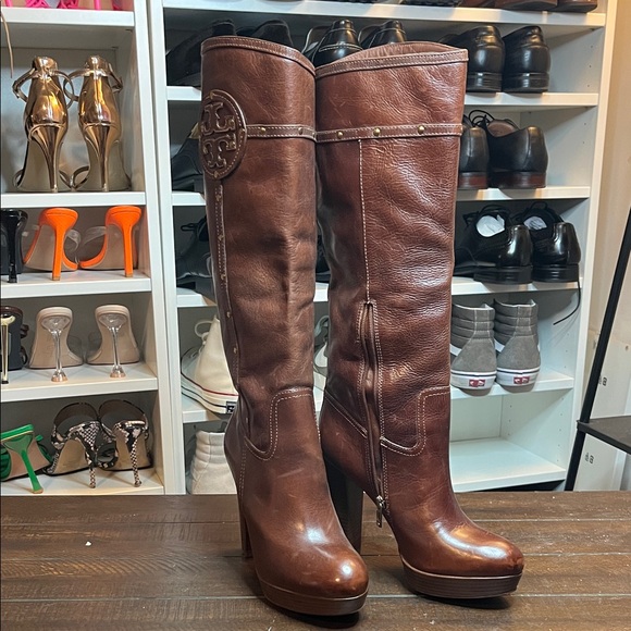 Tory Burch Knee-high Leather Tall Boots - Picture 1 of 11